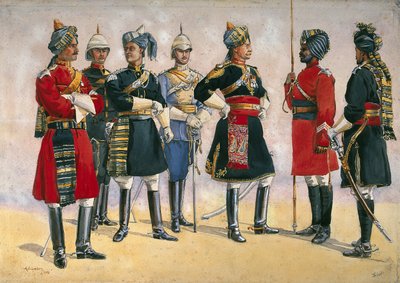 Britische Offiziere, Indische Armee, Illustration für 